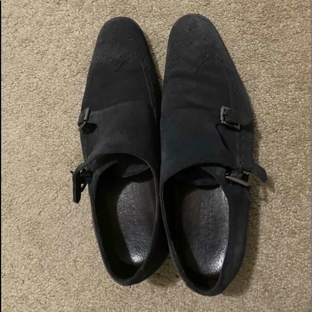 Nordstrom Men’s Blue Suede double monk shoes 9.5